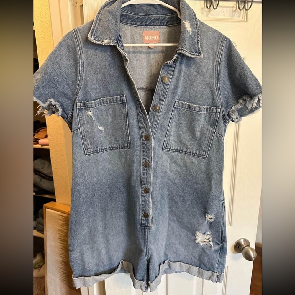 Show Me Your Mumu Denim Romper